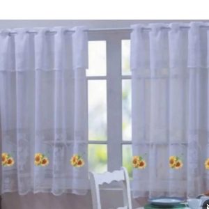 CORTINA DE COZINHA RENDA RANER  1,20M X 2,50M COM BANDÔ 30CM