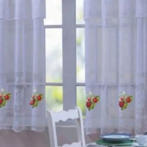 CORTINA DE COZINHA RENDA RANER 1,20M X 2,50M COM BANDÔ 30cm